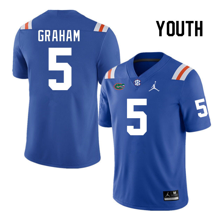 Youth #5 Myles Graham Florida Gators College Football Jerseys Stitched-Throwback